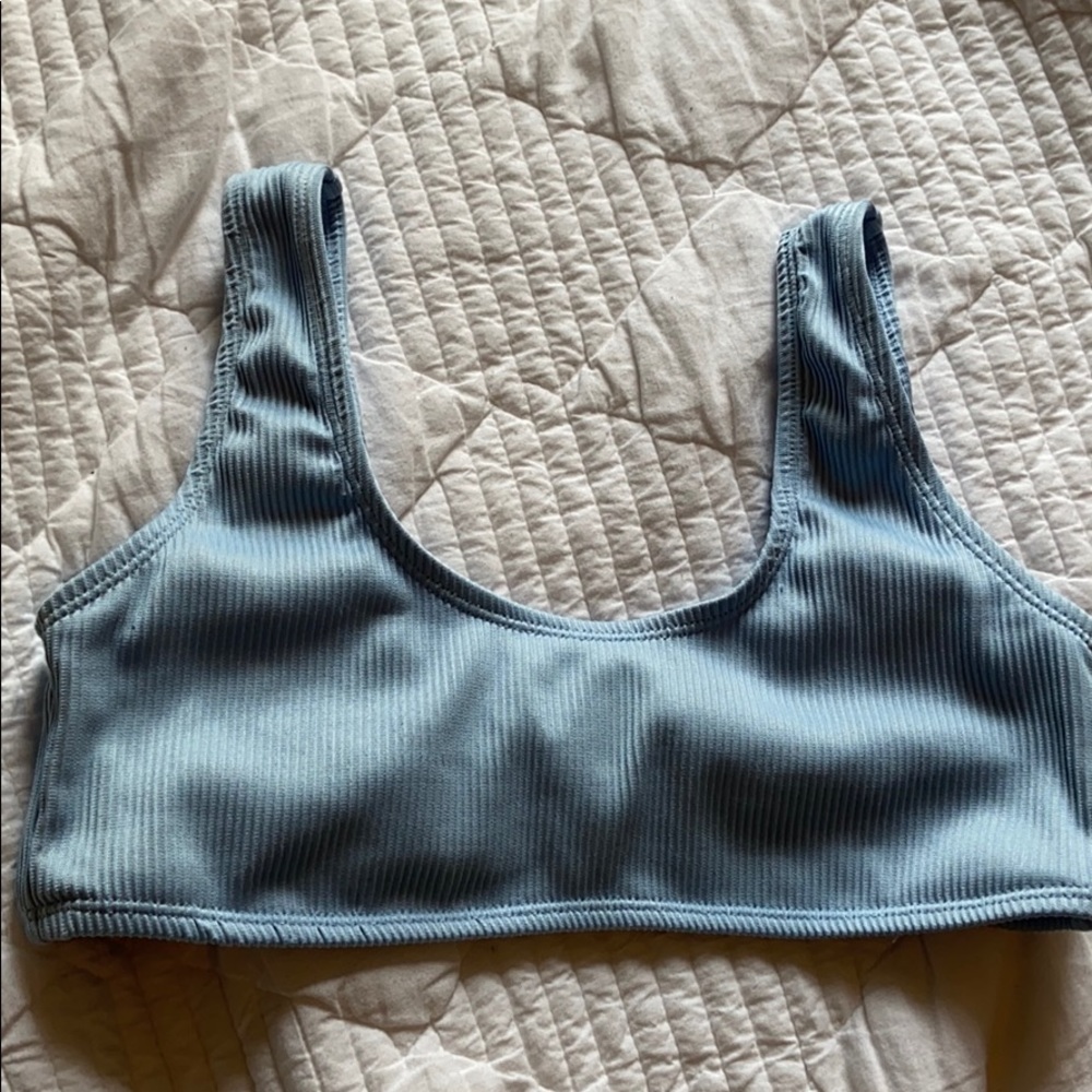 sky blue ribbed bikini top